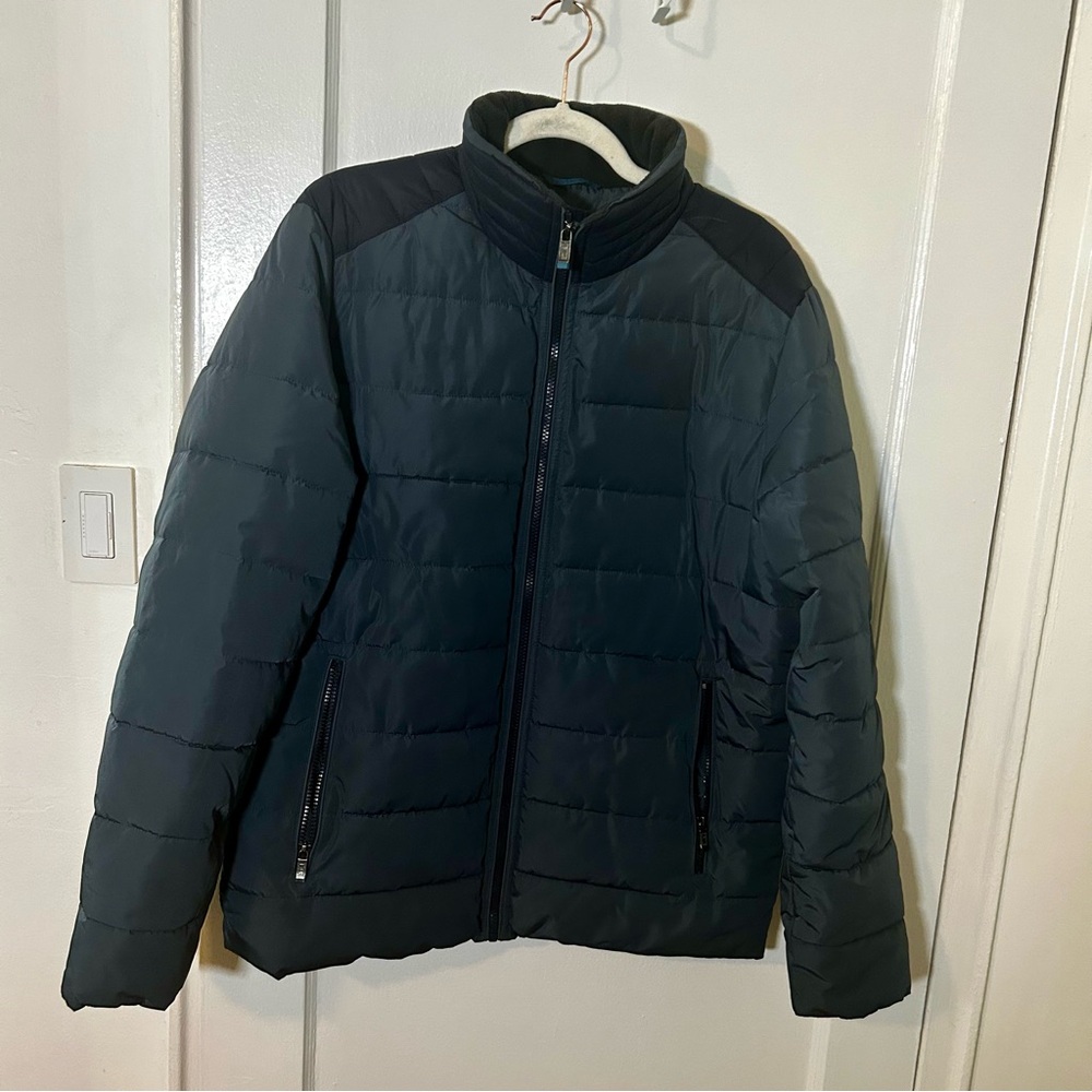 Weatherproof Men's Grey Blue Ultra Luxe Water Resistant Puffer Jacket